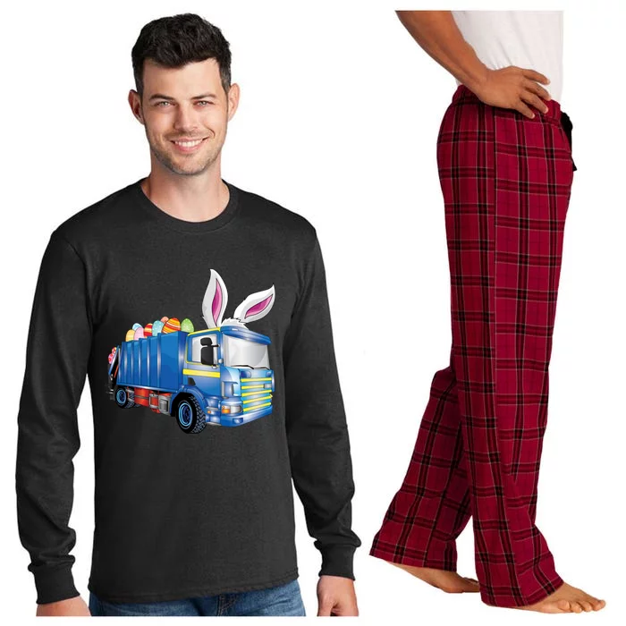 Easter Egg Garbage Truck Funny Gift Easter Bunny Basket Gift Long Sleeve Pajama Set