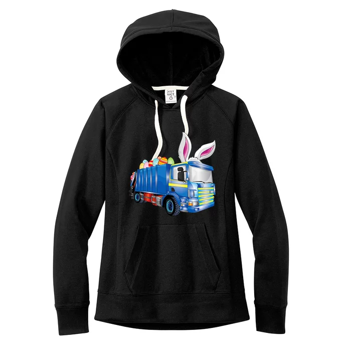 Easter Egg Garbage Truck Funny Gift Easter Bunny Basket Gift Women's Fleece Hoodie