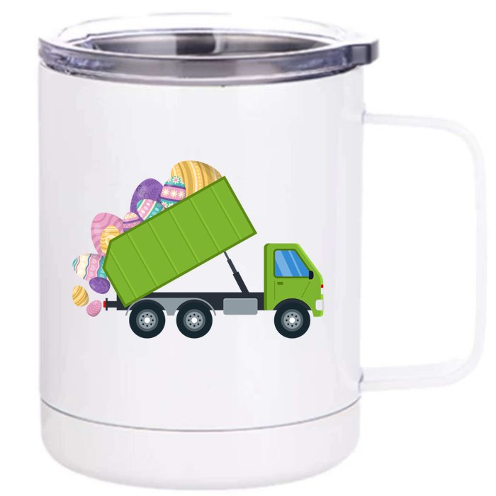 Eggs Easter Garbage Truck Gift Front & Back 12oz Stainless Steel Tumbler Cup