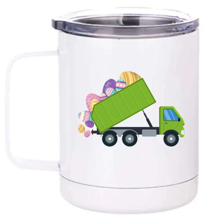 Eggs Easter Garbage Truck Gift Front & Back 12oz Stainless Steel Tumbler Cup