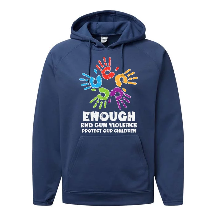 Enough End Gun Violence Protect Our Children Orange Mom Dad Performance Fleece Hoodie