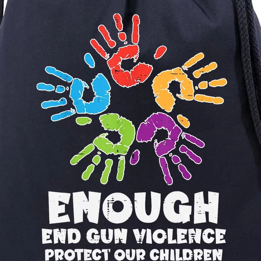 Enough End Gun Violence Protect Our Children Orange Mom Dad Drawstring Bag