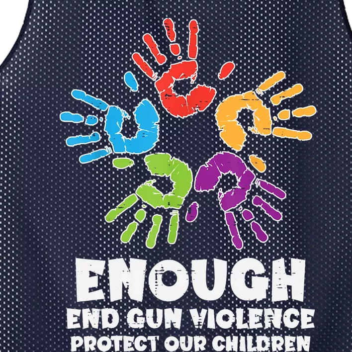 Enough End Gun Violence Protect Our Children Orange Mom Dad Mesh Reversible Basketball Jersey Tank