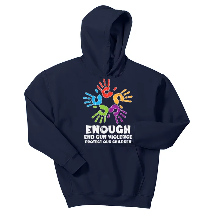 Enough End Gun Violence Protect Our Children Orange Mom Dad Kids Hoodie