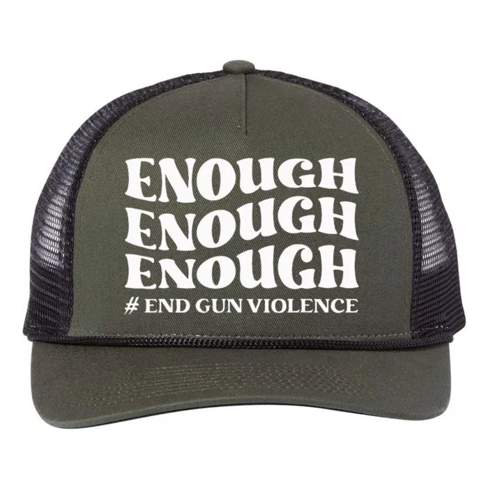 Enough End Gun Violence Awareness Day Groovy Wear Orange Retro Rope Trucker Hat Cap