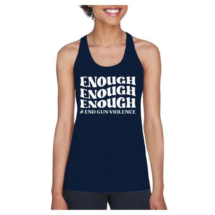 Enough End Gun Violence Awareness Day Groovy Wear Orange Women's Racerback Tank