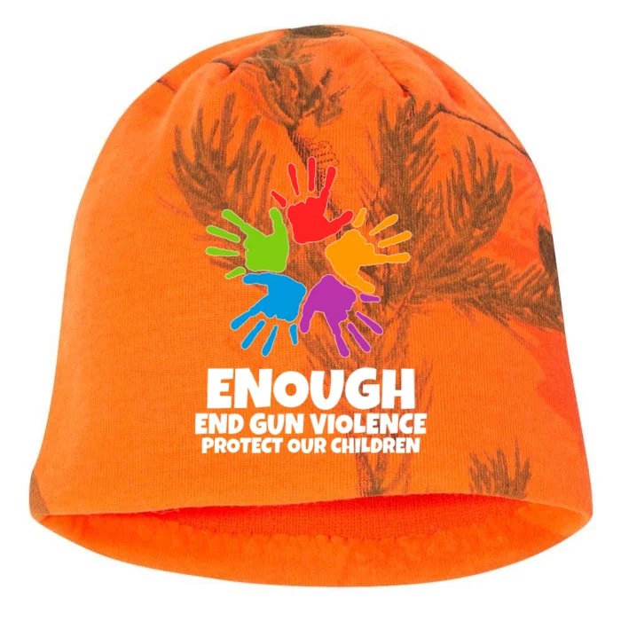 Enough End Gun Violence Protect Our Children Handprint Kati - Camo Knit Beanie