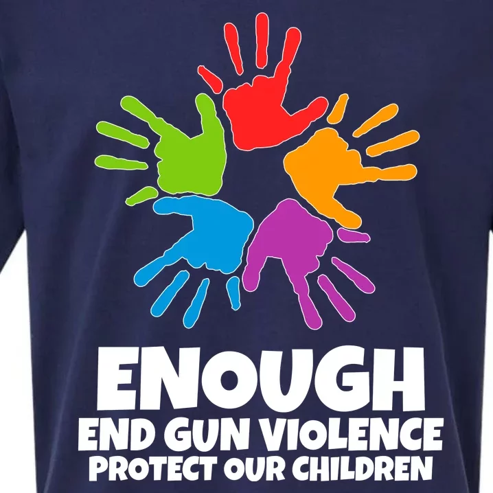 Enough End Gun Violence Protect Our Children Handprint Sueded Cloud Jersey T-Shirt