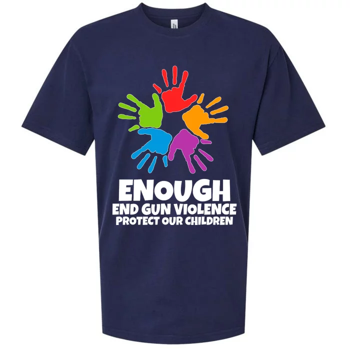 Enough End Gun Violence Protect Our Children Handprint Sueded Cloud Jersey T-Shirt