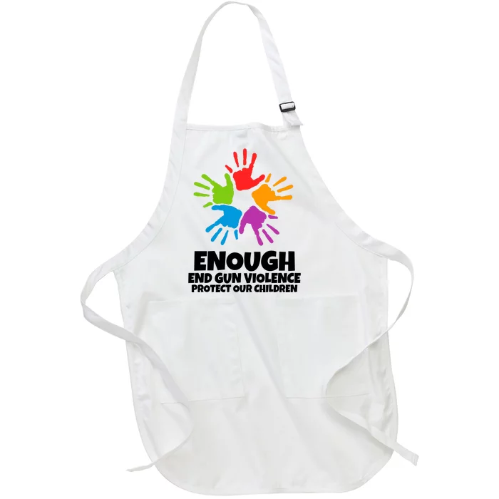 Enough End Gun Violence Protect Our Children Handprint Full-Length Apron With Pocket