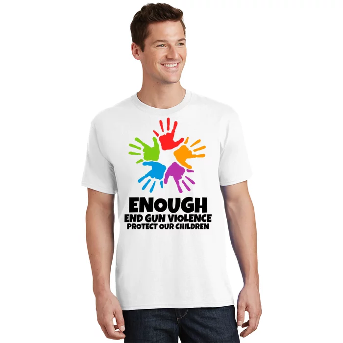 Enough End Gun Violence Protect Our Children Handprint T-Shirt