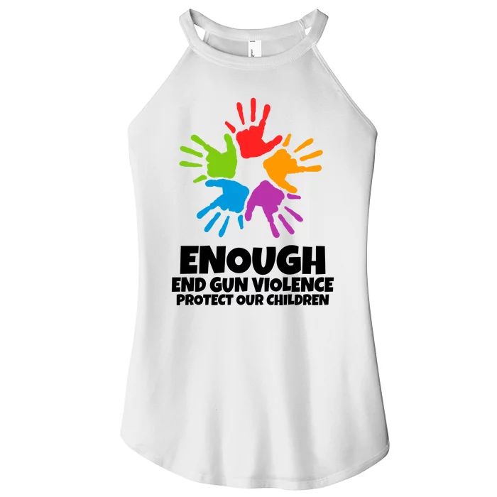 Enough End Gun Violence Protect Our Children Handprint Women’s Perfect Tri Rocker Tank