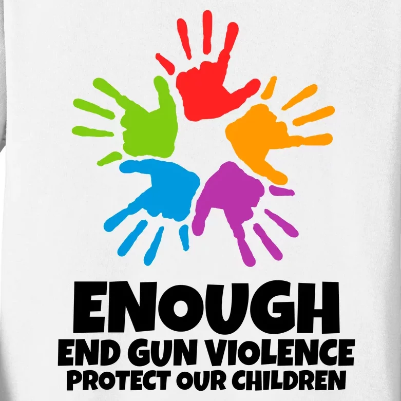 Enough End Gun Violence Protect Our Children Handprint Kids Long Sleeve Shirt