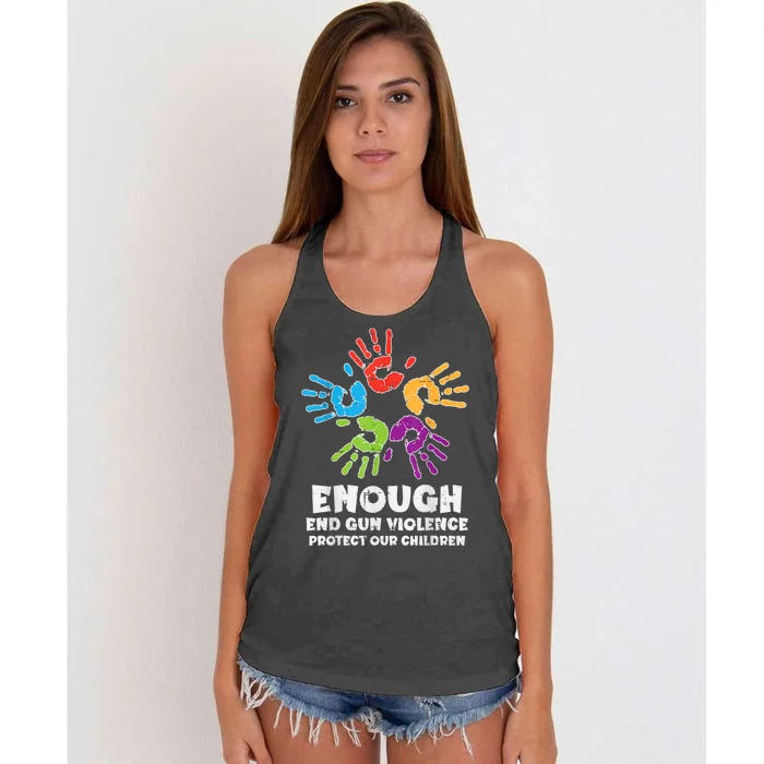 Enough End Gun Violence Protect Our Children Orange Mom Dad Women's Knotted Racerback Tank