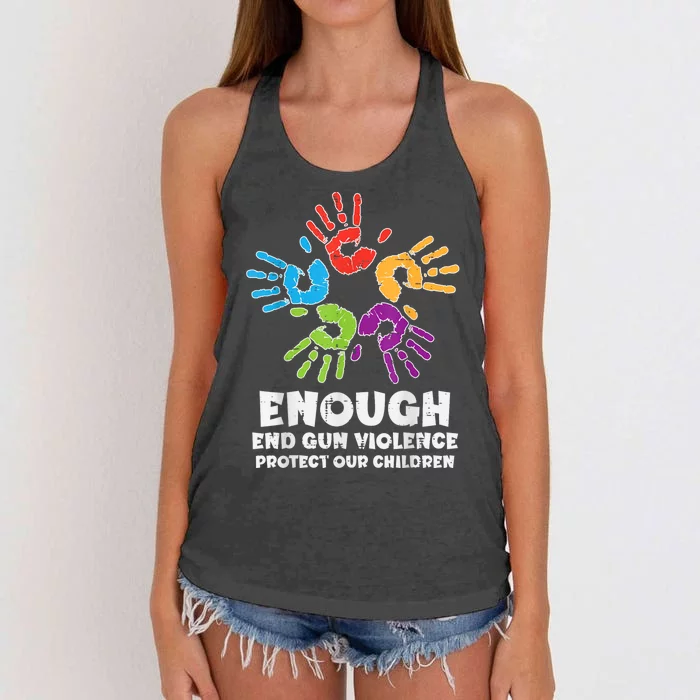 Enough End Gun Violence Protect Our Children Orange Mom Dad Women's Knotted Racerback Tank