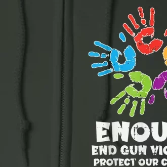 Enough End Gun Violence Protect Our Children Orange Mom Dad Full Zip Hoodie