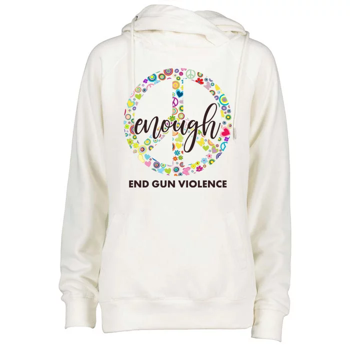 Enough End Gun Violence Peace Sign Womens Funnel Neck Pullover Hood