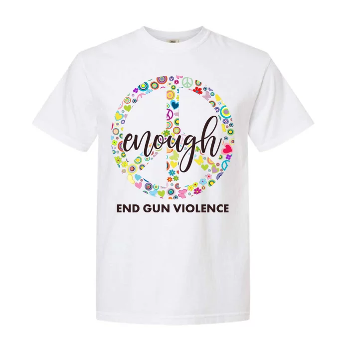 Enough End Gun Violence Peace Sign Garment-Dyed Heavyweight T-Shirt