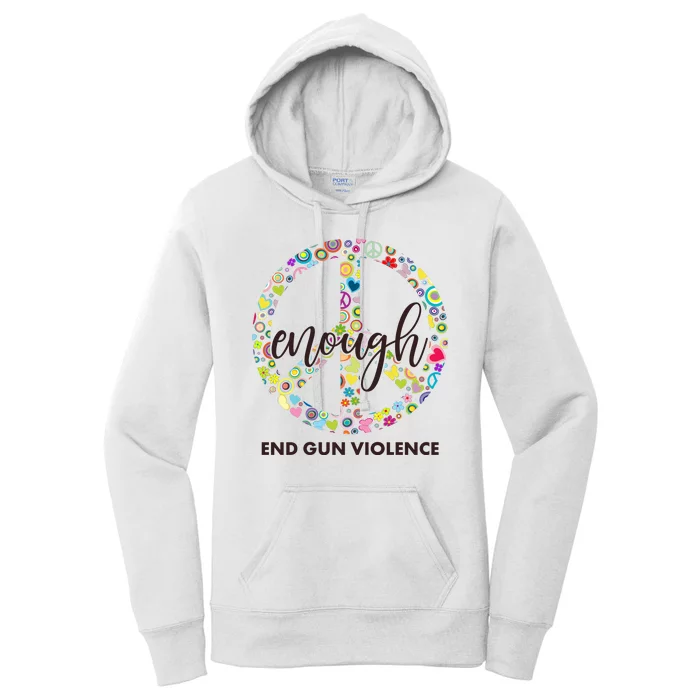 Enough End Gun Violence Peace Sign Women's Pullover Hoodie