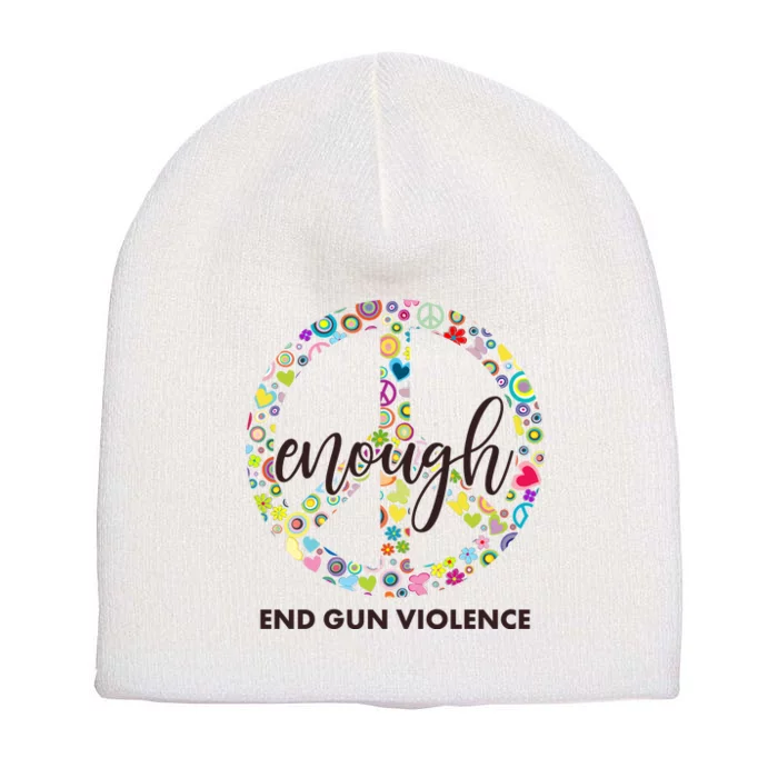 Enough End Gun Violence Peace Sign Short Acrylic Beanie