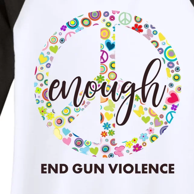 Enough End Gun Violence Peace Sign Women's Tri-Blend 3/4-Sleeve Raglan Shirt