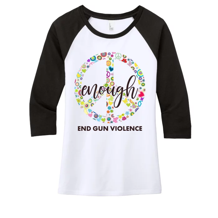 Enough End Gun Violence Peace Sign Women's Tri-Blend 3/4-Sleeve Raglan Shirt