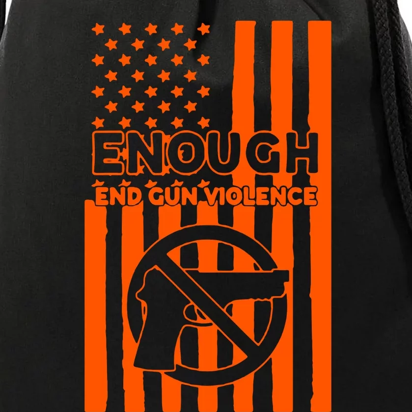 Enough End Gun Violence American Flag End Gun Drawstring Bag