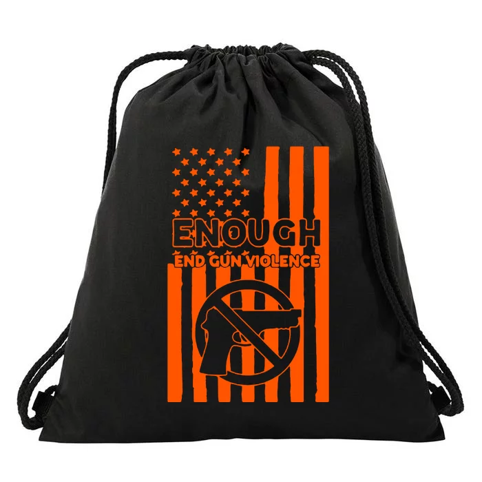 Enough End Gun Violence American Flag End Gun Drawstring Bag