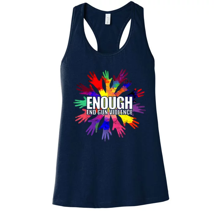 Enough End Gun Violence No Gun Awareness Day Women's Racerback Tank