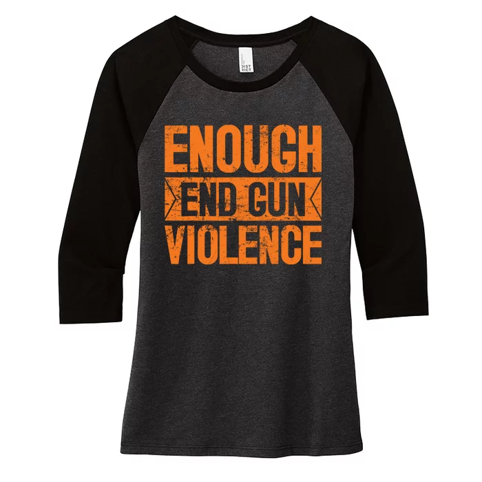 Enough End Gun Violence Wear Orange Anti Violence Women's Tri-Blend 3/4-Sleeve Raglan Shirt