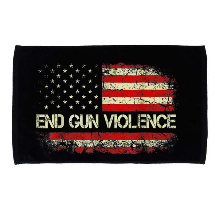 Enough End Gun Violence Awareness Day Wear Orange Vintage America Flag Microfiber Hand Towel