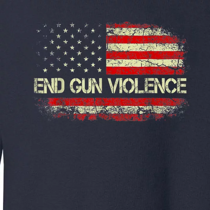 Enough End Gun Violence Awareness Day Wear Orange Vintage America Flag Toddler Sweatshirt