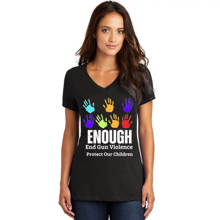 Enough End Gun Violence Protect Our Children Wear Orange Women's V-Neck T-Shirt