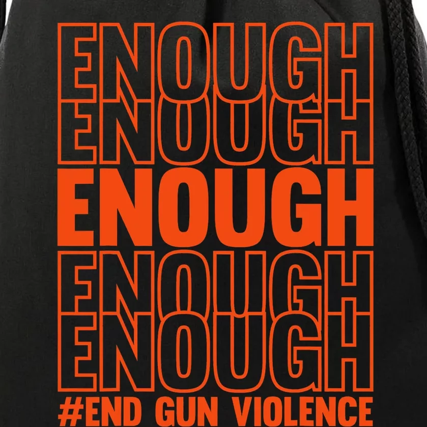 Enough End Gun Violence Protect Our Children Orange Mom Dad Drawstring Bag