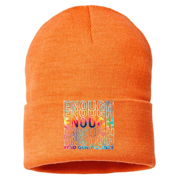 Enough End Gun Violence Awareness Day Wear Orange Sustainable Knit Beanie