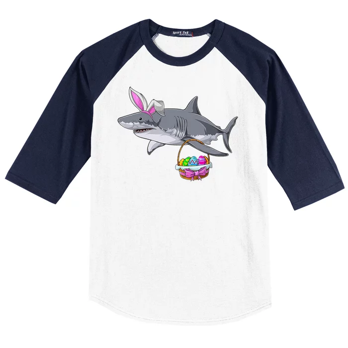 Easter Egg Hunt Shark Baseball Sleeve Shirt