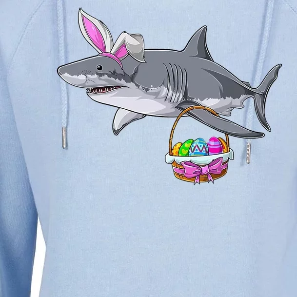 Easter Egg Hunt Shark Womens Funnel Neck Pullover Hood