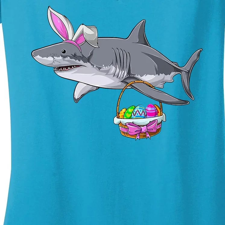 Easter Egg Hunt Shark Women's V-Neck T-Shirt