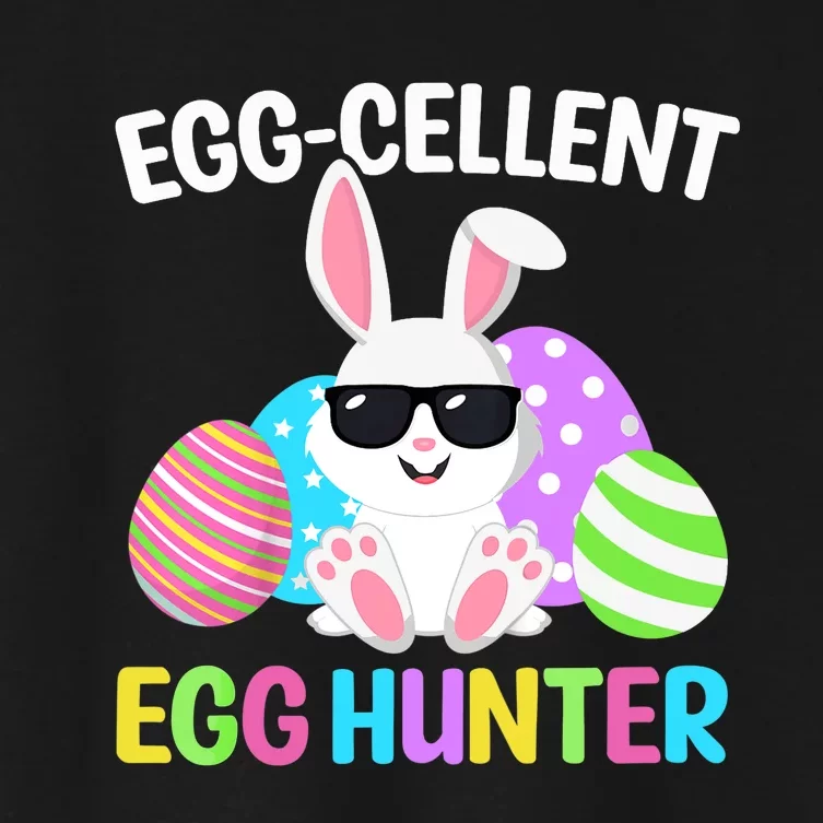 Eggcellent Egg Hunt Easter Bunny Boy Girl Funny Women's Crop Top Tee