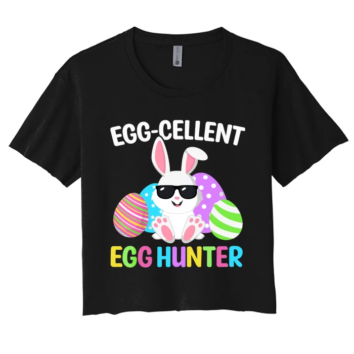 Eggcellent Egg Hunt Easter Bunny Boy Girl Funny Women's Crop Top Tee