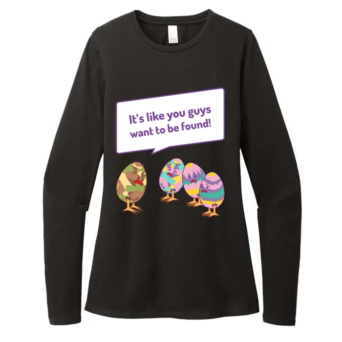 Easter Egg Hunt Funny Camo Eggs Want To Be Found Womens CVC Long Sleeve Shirt