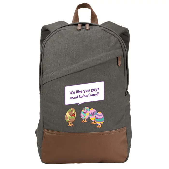 Easter Egg Hunt Funny Camo Eggs Want To Be Found Cotton Canvas Backpack