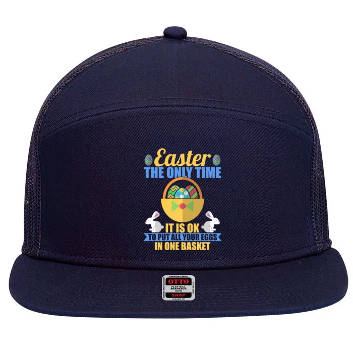 Easter Egg Happy Easter Holy Week Resurrection Sunday Cool Gift 7 Panel Mesh Trucker Snapback Hat