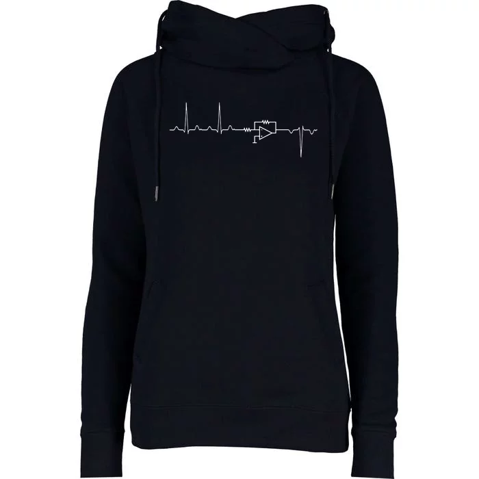 Electrical Engineering Heartbeat Inverter Womens Funnel Neck Pullover Hood