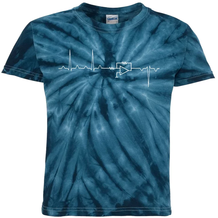 Electrical Engineering Heartbeat Inverter Kids Tie-Dye T-Shirt