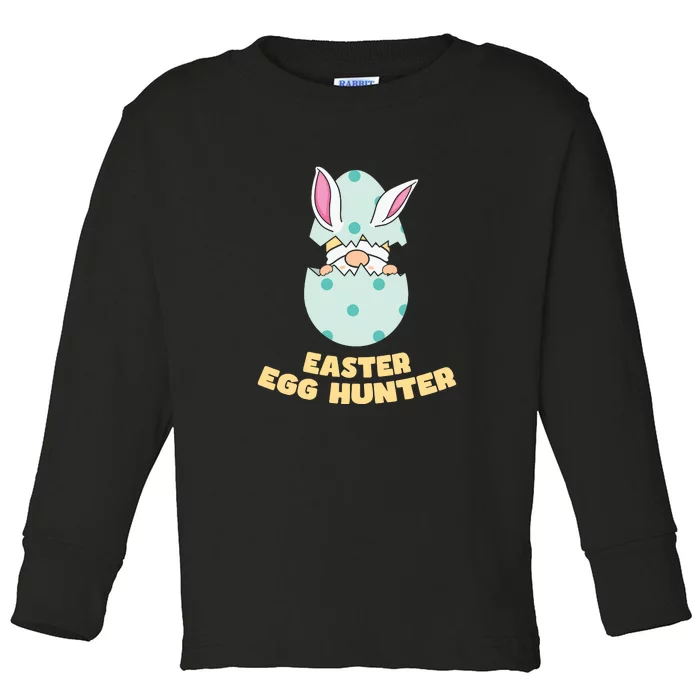 Easter Egg Hunter Gnome Ear Bunny Easter Day Gift Toddler Long Sleeve Shirt