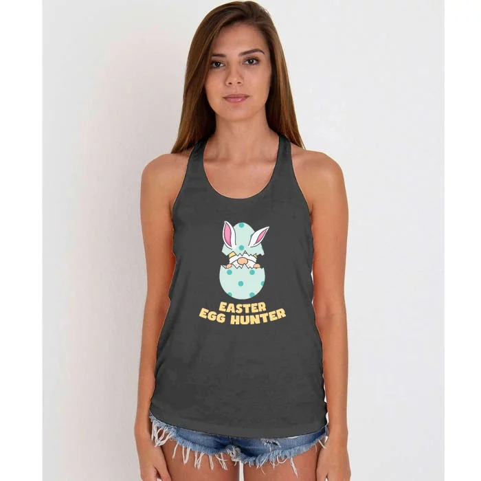 Easter Egg Hunter Gnome Ear Bunny Easter Day Gift Women's Knotted Racerback Tank