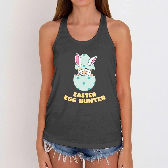 Easter Egg Hunter Gnome Ear Bunny Easter Day Gift Women's Knotted Racerback Tank