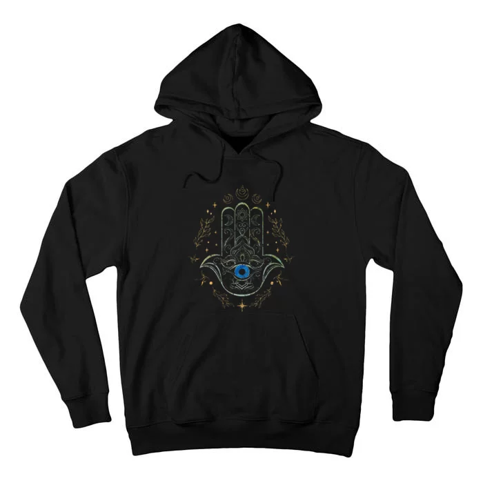 Evil Eye Hamsa Hand Nazar Amulet Protection Celestial Yoga Tall Hoodie