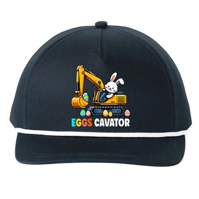 Eggscavator Egg Hunting Bunny Easter Day Snapback Five-Panel Rope Hat